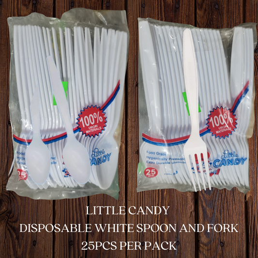 Little Candy Disposable White Spoon / Fork (25pcs per pack)