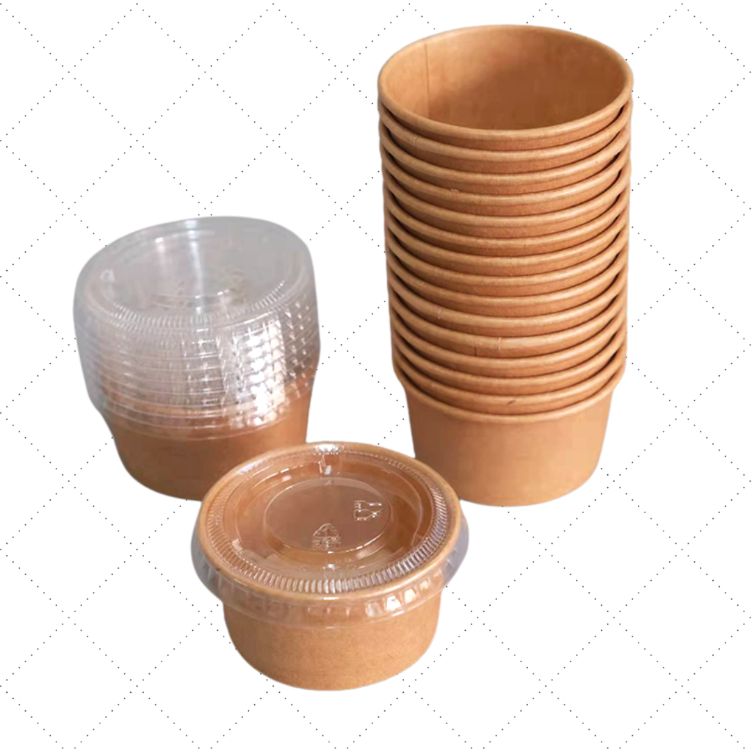 2oz Kraft Sauce Cup with Plastic Lid (50pcs per pack)