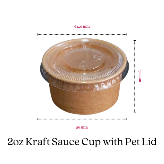 2oz Kraft Sauce Cup with Plastic Lid (50pcs per pack)