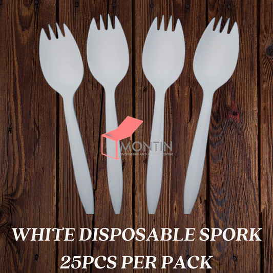 25pcs per pack White Spork