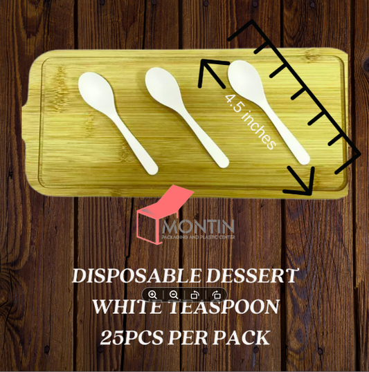 White Plastic Dessert Spoon (25pcs per pack)