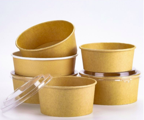 Kraft Salad Bowl with Plastic Lid (100pcs)
